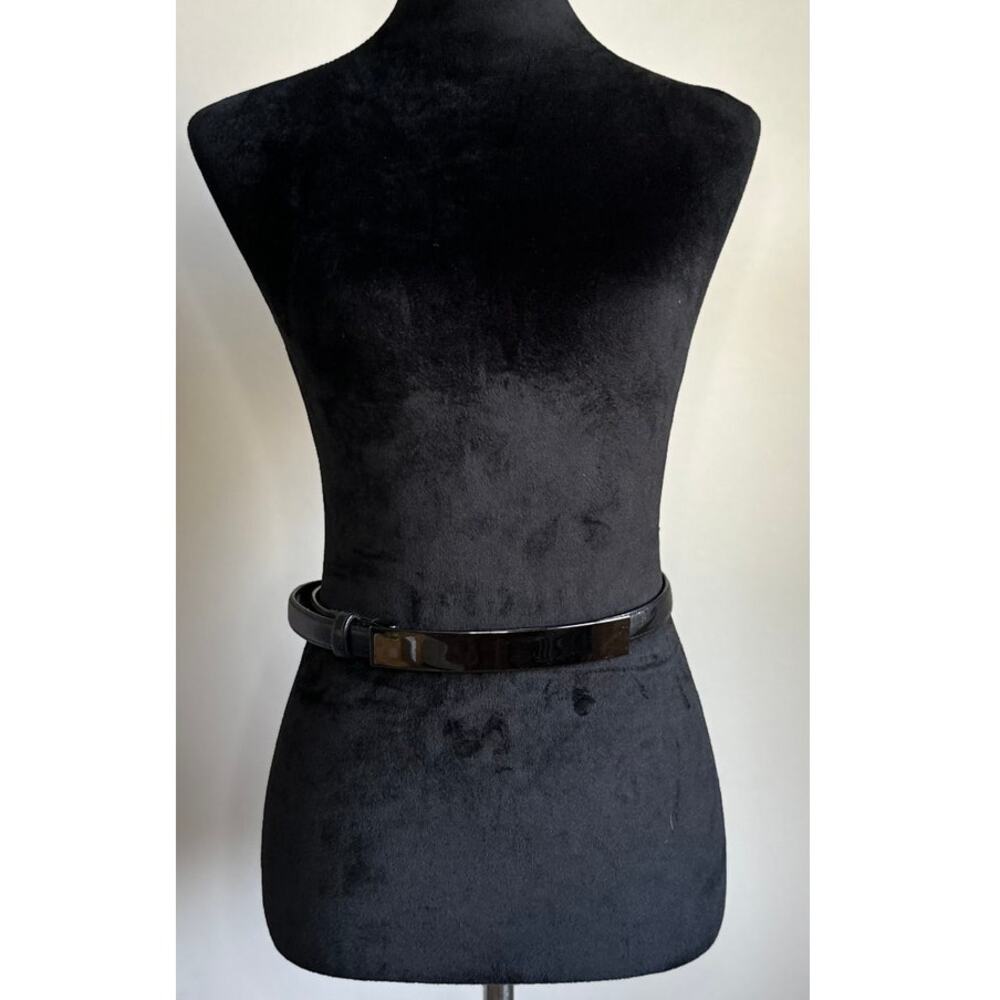 CARLISLE Leather Buckle Detail Waist Belt in Black Size M